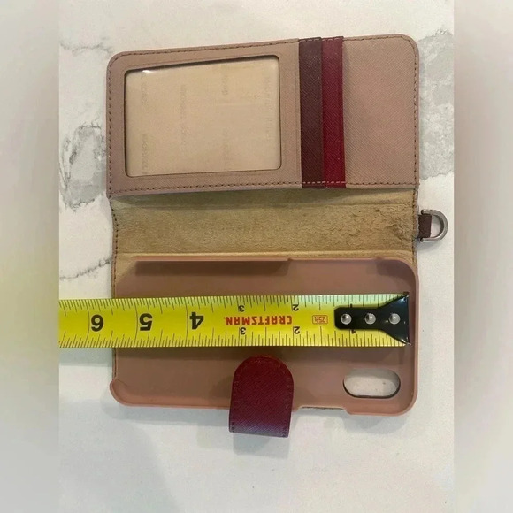 Michael Kors Phone Case/Wallet. Magnet snap close. 6” tall x 3.5” wide. Oxblood. - Picture 7 of 9